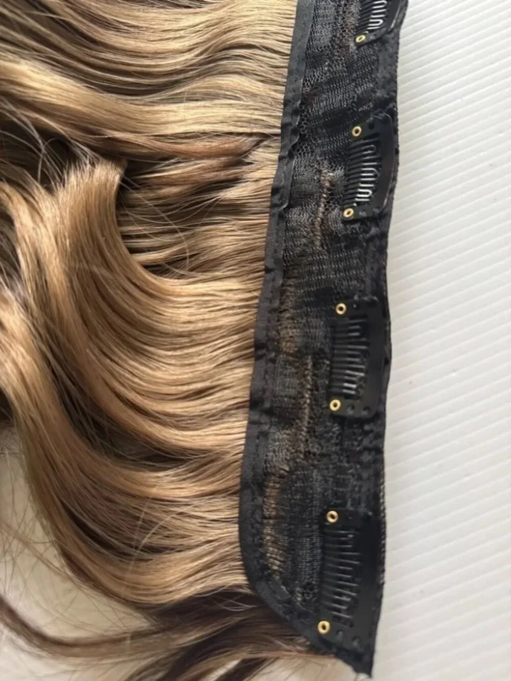 22” Clip-In Hair Extension Brown with Blonde Highlights Wavy | Volume Hairpiece